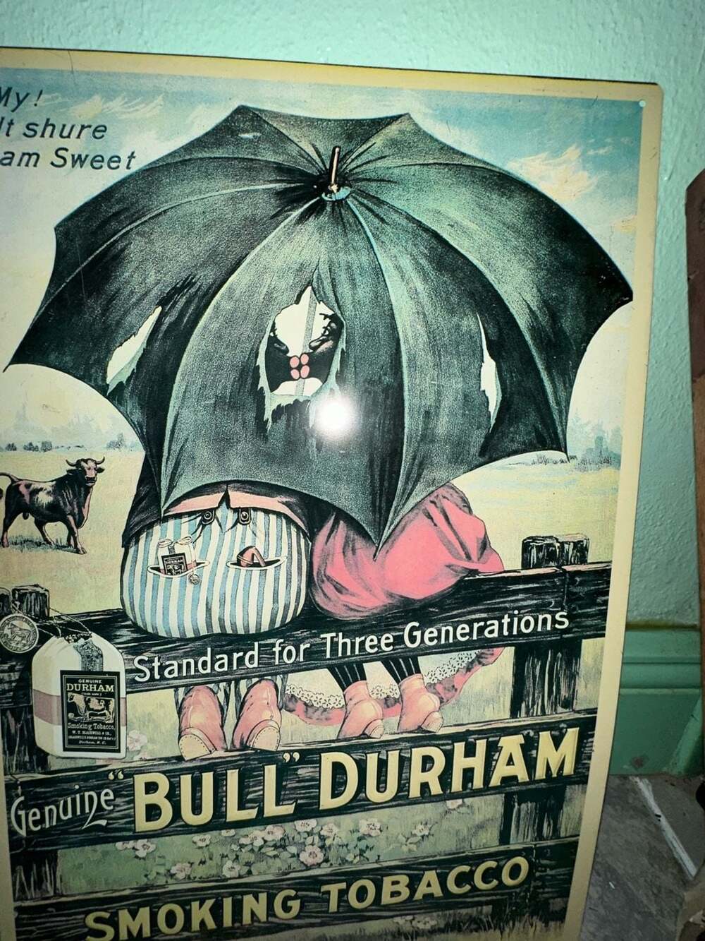 Bull Durham Tobacco Vintage Advertising Metal Tin Sign